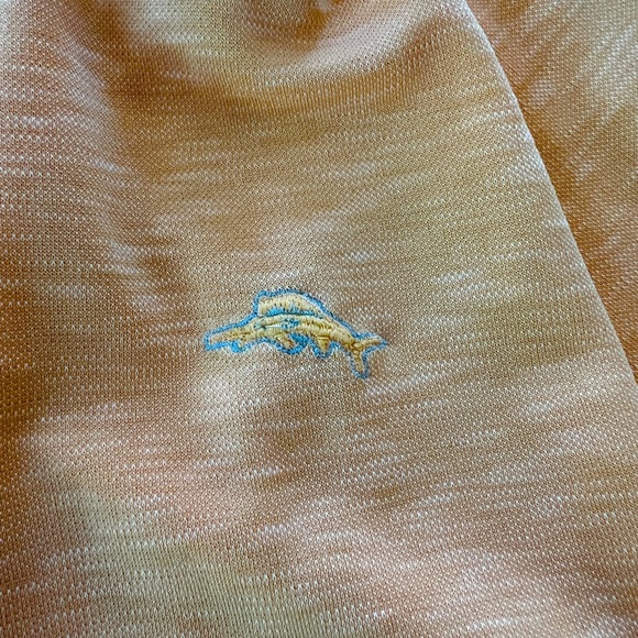 Men’s Tommy Bahama Size XL Buttery Soft Polo Tangerine with Gray Stitching - Picture 5 of 7